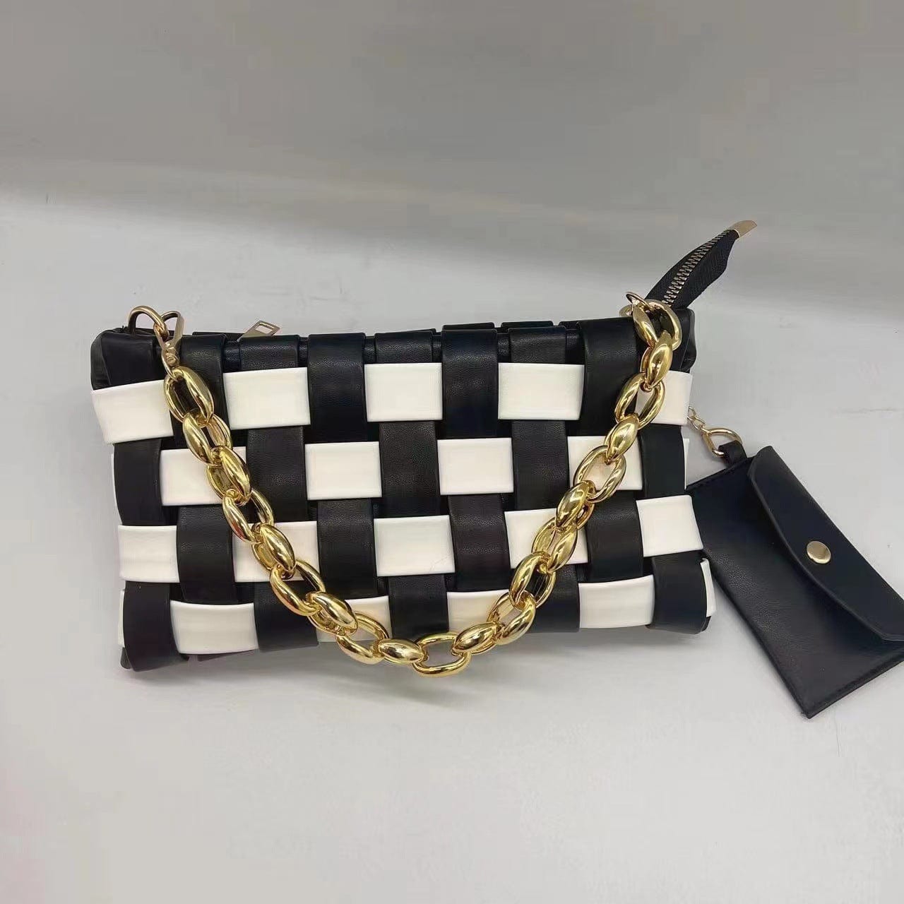 M / black Top Selling 2022 Bamboo Chain Hand Bags Women Handbags Ladies Shoulder Luxury Woven Purses Handbags