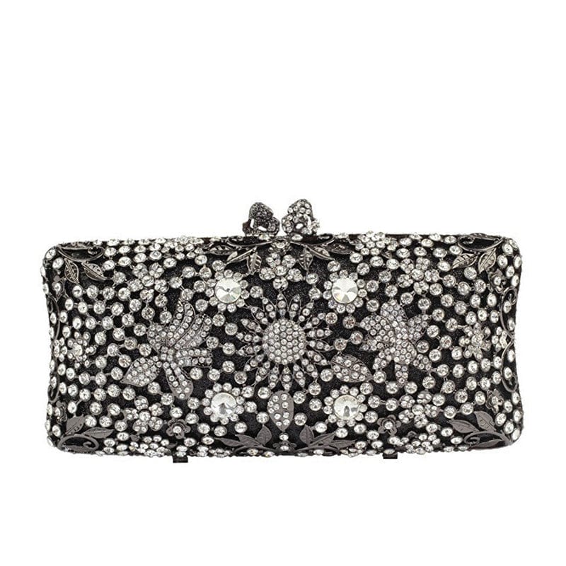 M / black Woman Bling Handmade Beaded Stone Evening Handbag With Crystal Rhinestone Clutch Bag Fashionable Diamond Purse For Ladies