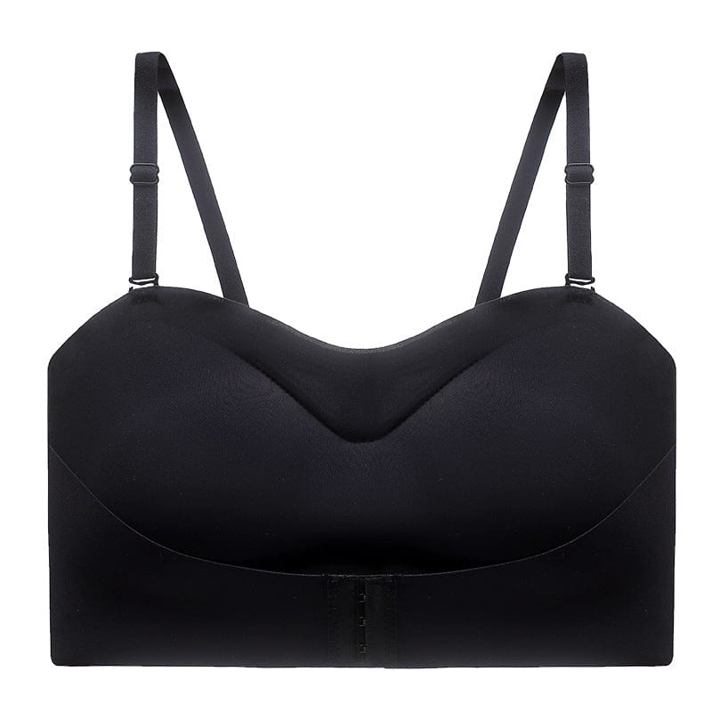 M / black Women Bra Wire Free Sexy Push Up Bras Front Closure Underwear for Female Brassiere Strapless Seamless Bralette ABC Cup