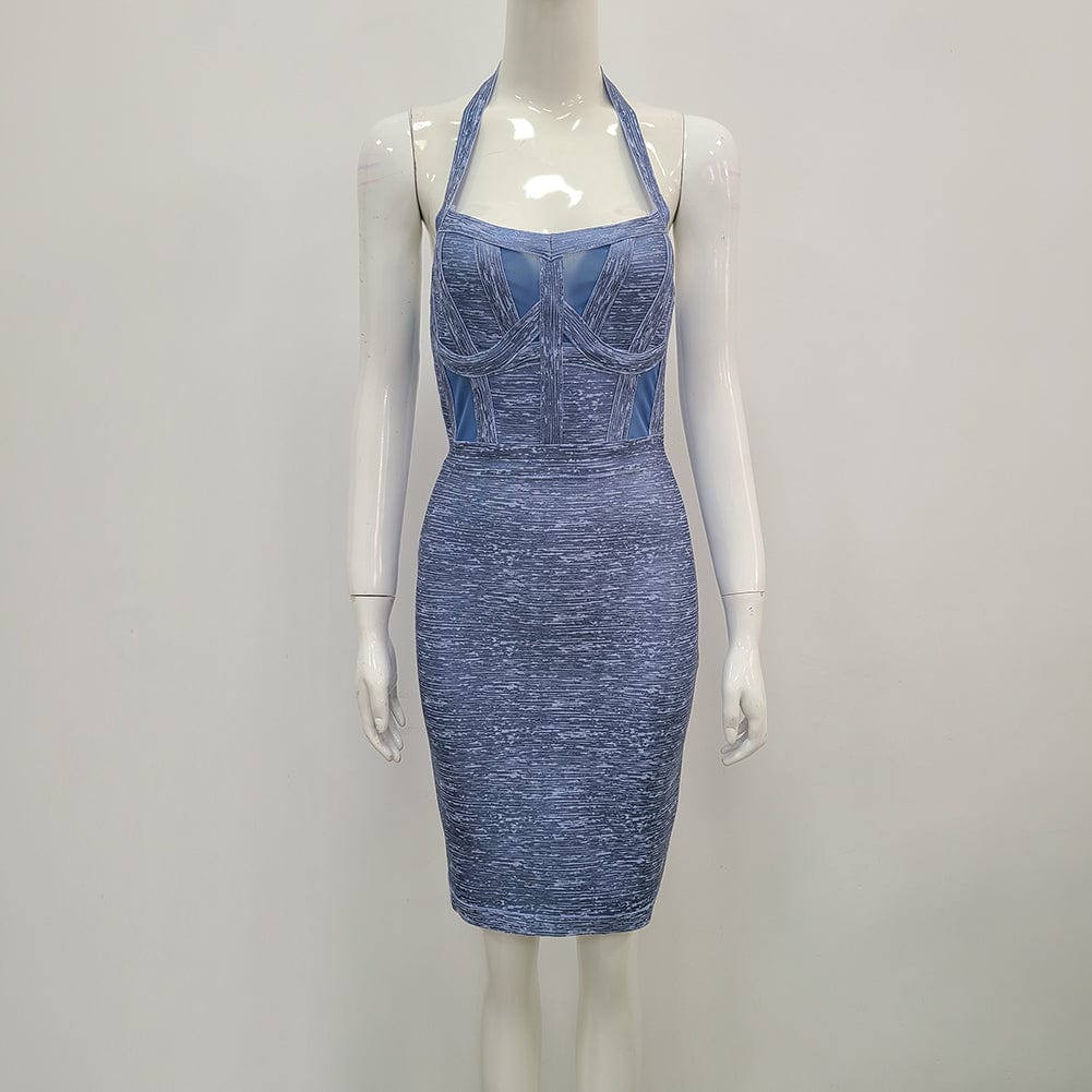 M / Blue Ladies Sleeveless Sexy Rayon Bandage Fashion Cocktail Birthday Celebrity Evening Party Bodycon Dress