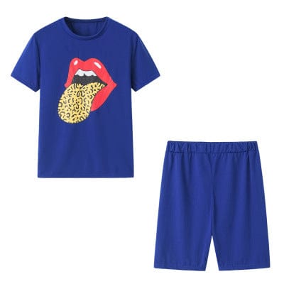 M / Blue Summer Wholesale Price Womens 2 Piece Sports Outfit Tracksuit Shirt Shorts Jogger Bodycon Sets For Women