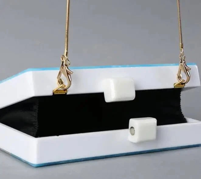 M / Blue/white Custom Rectangular Blue sky and white cloud acrylic bag Acrylic Evening Clutch bag Purse for Women