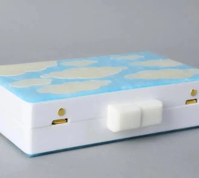 M / Blue/white Custom Rectangular Blue sky and white cloud acrylic bag Acrylic Evening Clutch bag Purse for Women