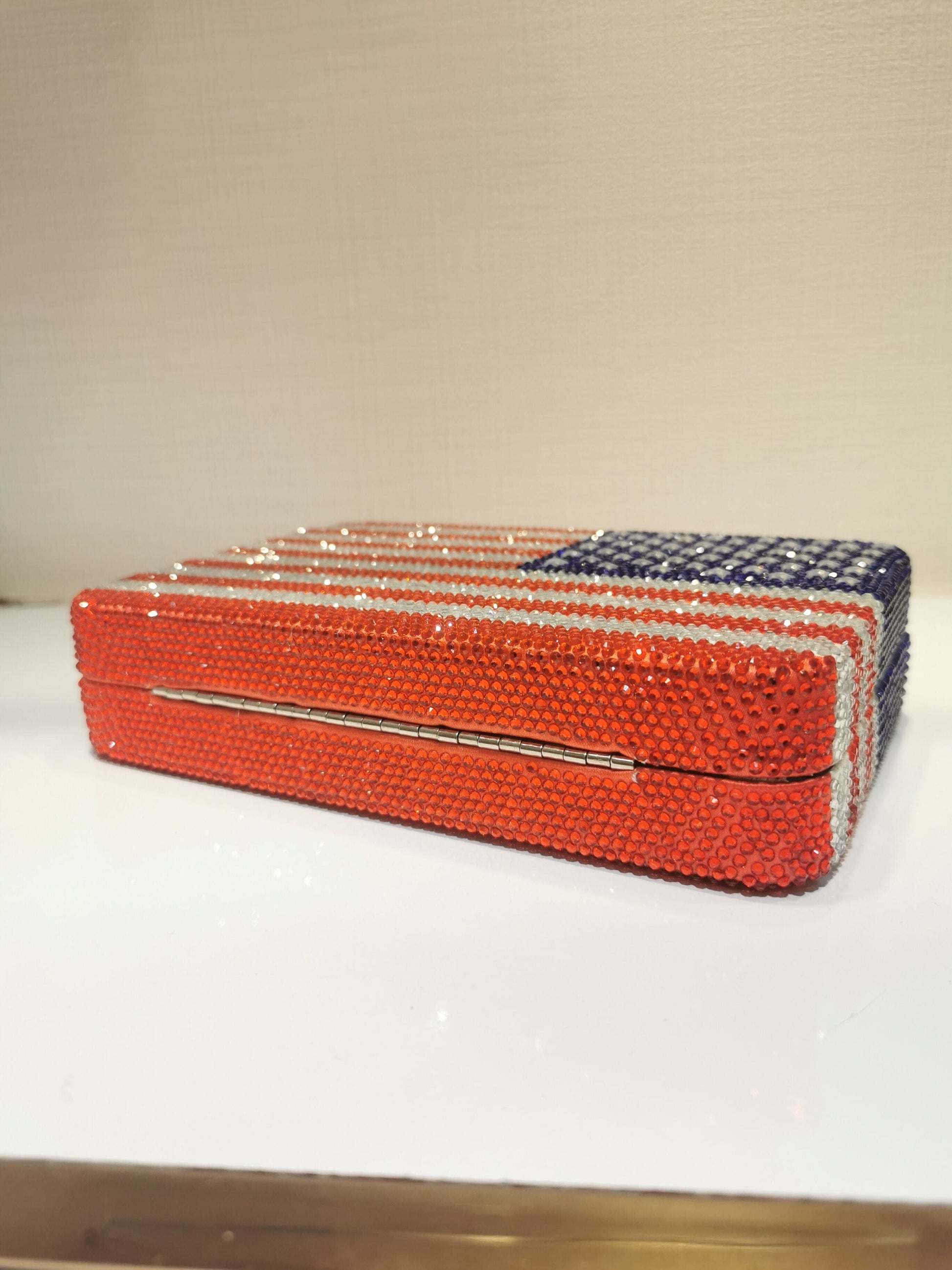 M / Blue Wholesale Woman Diamond Clutch Handbag Luxury National Flag Rhinestone Evening Bag For Wedding Party Ladies Purse and Handbag