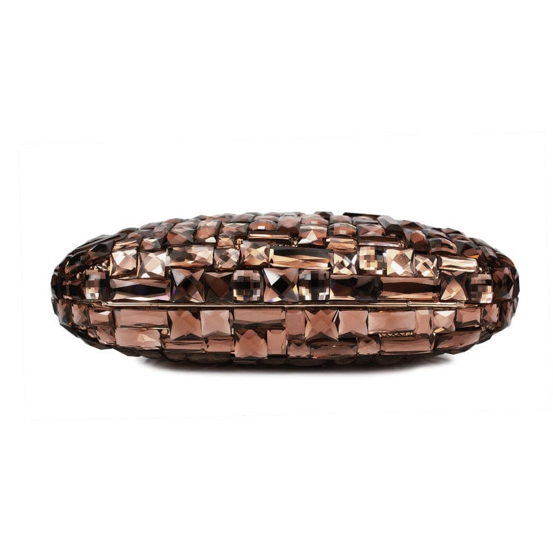 M / Brown Fashion Luxury Gold Glass Women Clutch Bag Party Purse Ladies Wedding Bridal Bag Female Chain Handbags Day Clutch