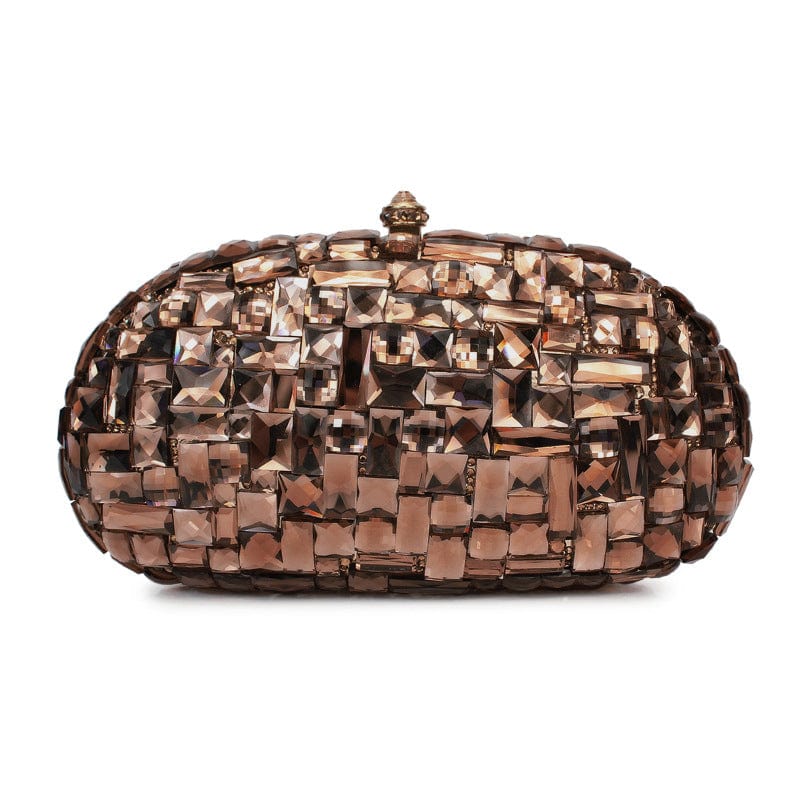 M / Brown Fashion Luxury Gold Glass Women Clutch Bag Party Purse Ladies Wedding Bridal Bag Female Chain Handbags Day Clutch