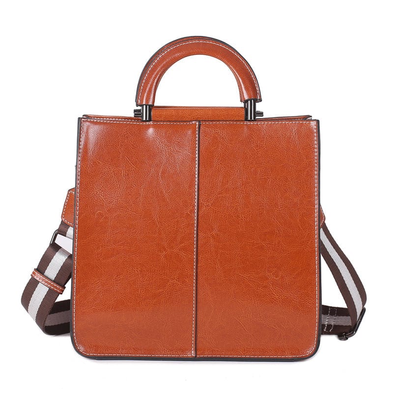 M / Brown Hot Sale Ladies Designer Hand bag Shoulder Tote Zipper Genuine  Leather  Crossbody Bag Newest Bags Women Handbags
