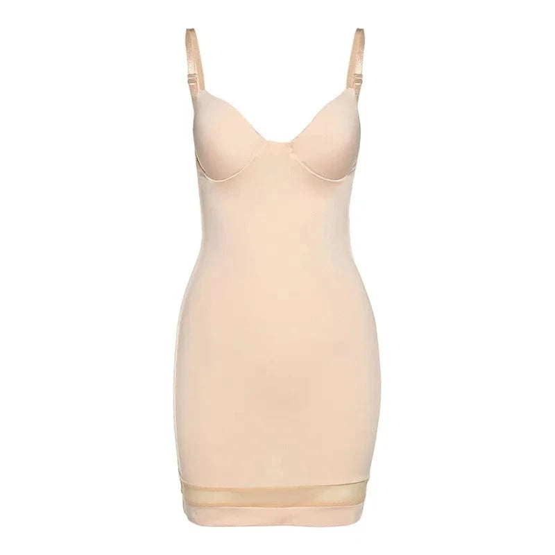 M / Champagne Hot Selling Nightclub Fashion Suspender Low-cut Mesh Panels Sexy Hip Wrap Dress
