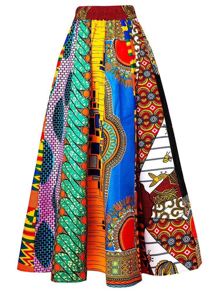 M / color 1 African Traditional Women African Kitenge Print Long Designs ethnic Clothing Dashiki Maxi Skirts For African Women