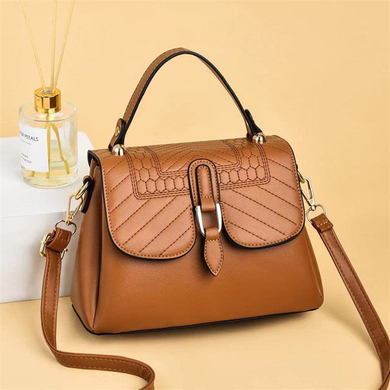 M / earthy yellow 2022 new fashion embroidery thread sewing crossbody bag simple low-key luxury wholesale shoulder bag solid color design Handbags