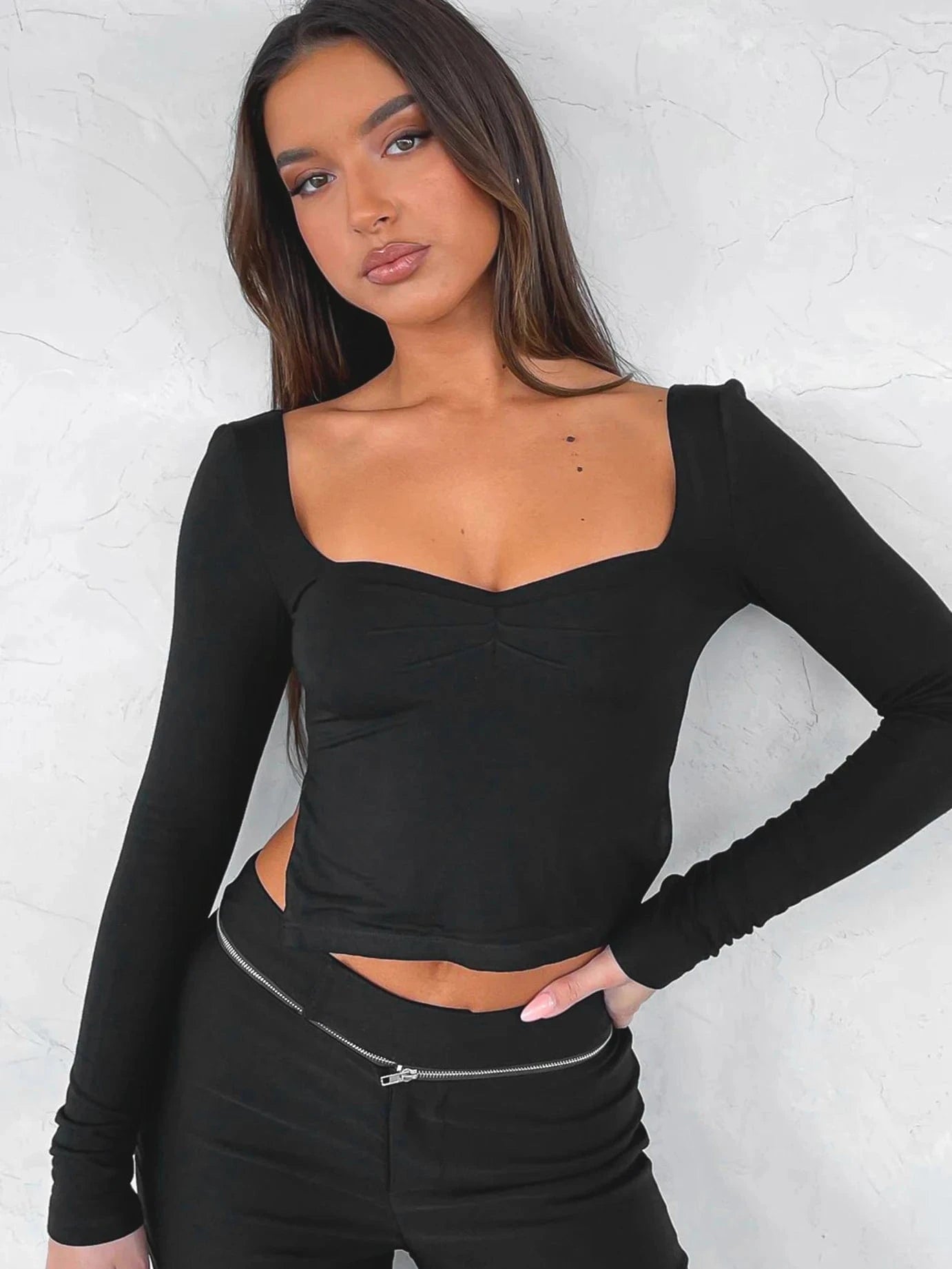 M / ESVW001 Summer Fall Nylon Side Slit Sexy Tops Baby Tees Croptops In Bulk Y2k Womens Clothing