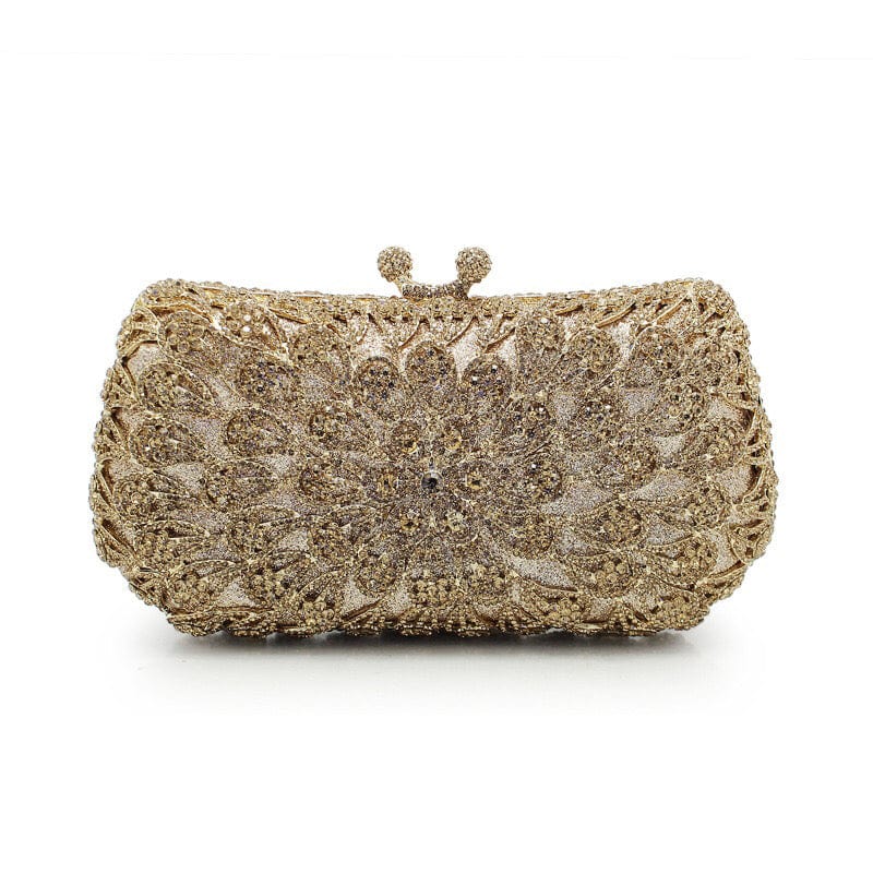 M / Gold Good Quality Wedding Bridal Luxury Evening Clutch Bag Ladies Handmade Dinner Crystal Evening Bag Rhinestone Purse For Woman
