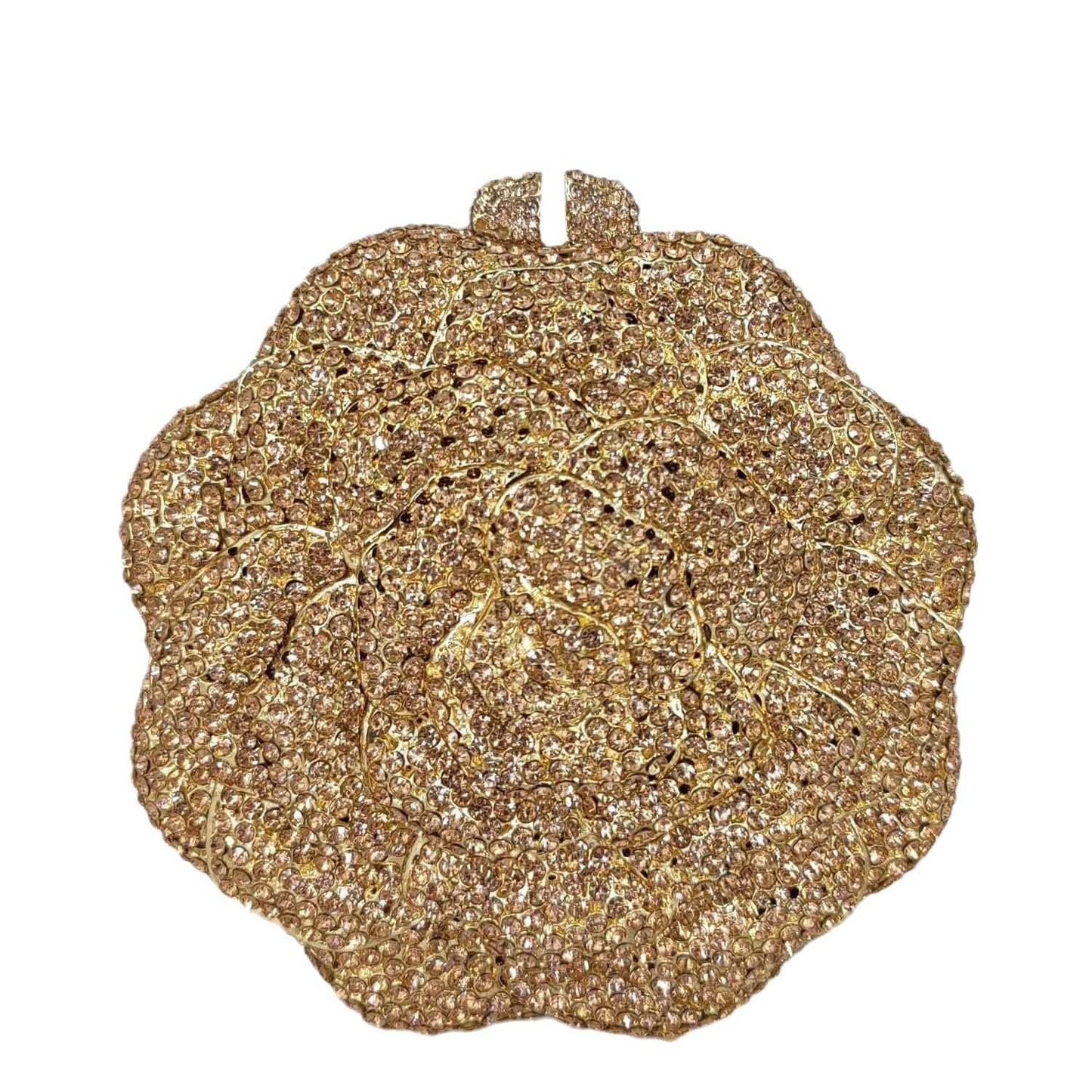 M / Gold Wholesales Luxury Crystal Flower Evening Clutch Bag Female Wedding Rhinestone Party Purse and Handbag Woman;s