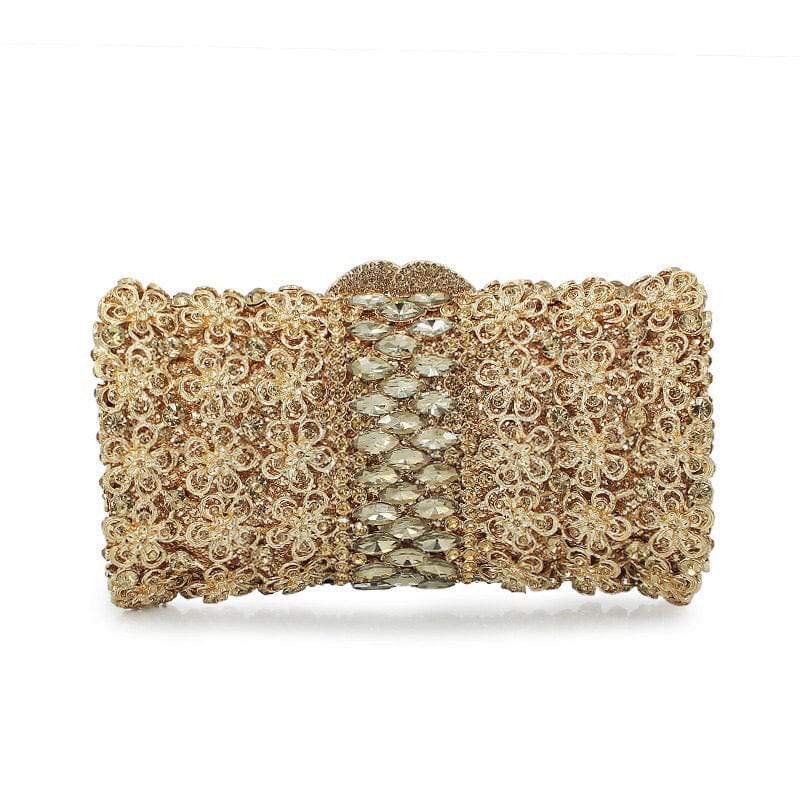 M / Golden Gold Evening Bags for Women Fashion Brand Designer Handcraft Day Clutch Bags New Party Crystal Handbags Clutches Purse