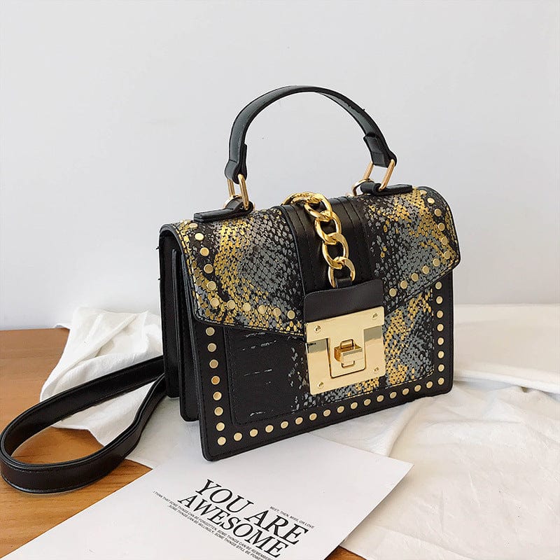 M / Golden snakeskin Luxury fashion designer alligator leather purses and handbags ladies hand bag womens shoulder for women