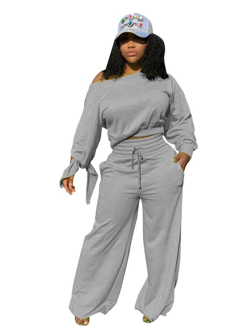 M / Gray Fashion Plus Size Clothes 2022 Winter Casual Women's Sweater Cotton Pants Set Tracksuits Two Piece Sets For Women