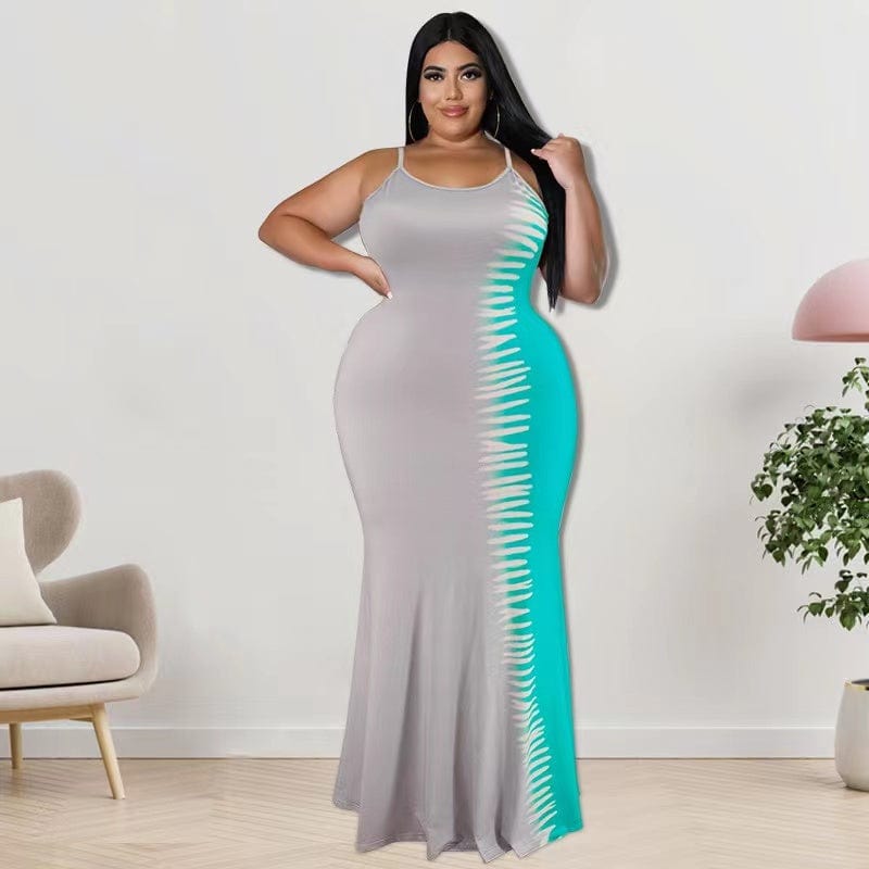 M / Gray J&H 2023 new arrivals elegance S-5XL two tone maxi dress women mermaid party gowns summer fashion plus size evening dresses