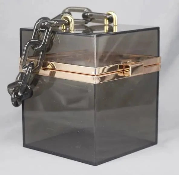 M / Gray Ladies acrylic clutch evening bag  Acrylic Clutches and Purses  fashion luxury designer Hand bag for party