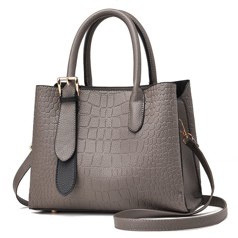 M / Gray New crocodile grain simple commuting large capacity women handbags versatile ladies shoulder bag cross body bag custom wholesale