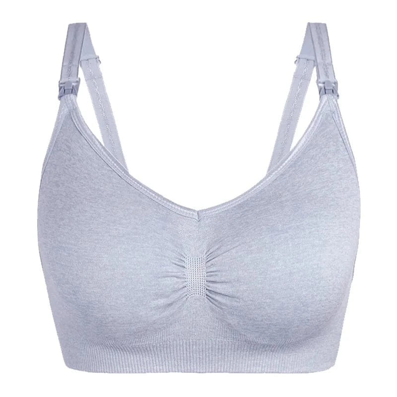 M / Gray Plus Size Seamless Nursing Bra Wire Free Pregnant Lactation Bra Postpartum Maternity Nursing Bra For Breastfeeding Womens