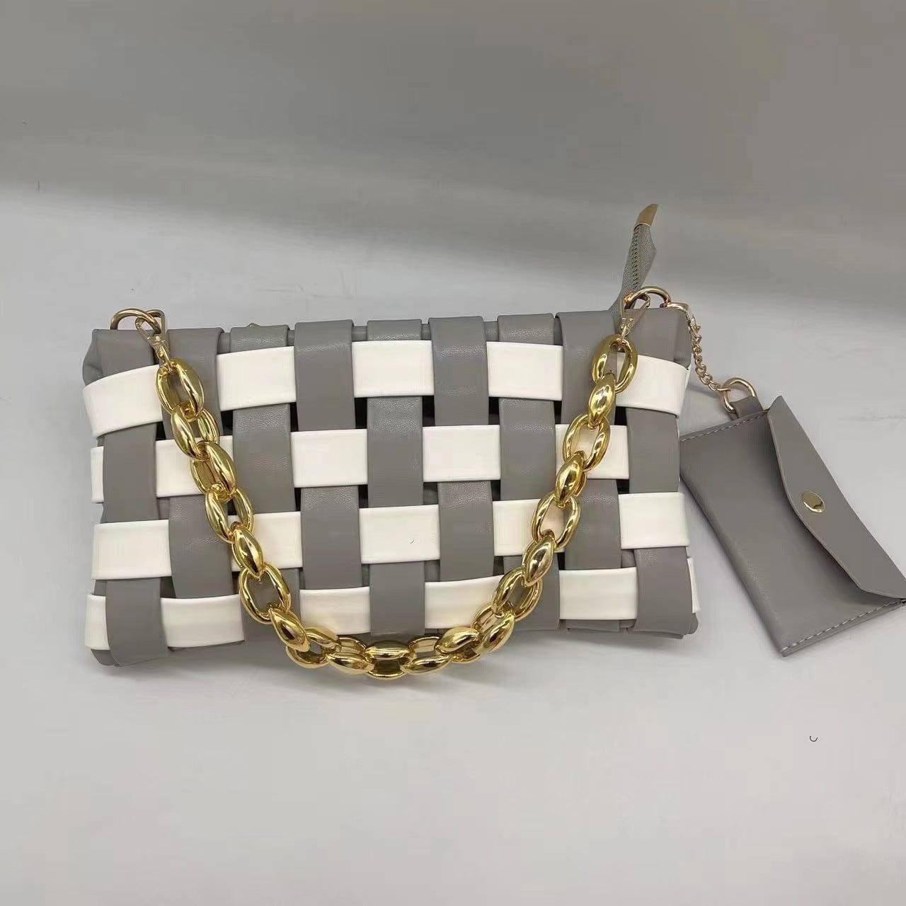 M / Gray Top Selling 2022 Bamboo Chain Hand Bags Women Handbags Ladies Shoulder Luxury Woven Purses Handbags