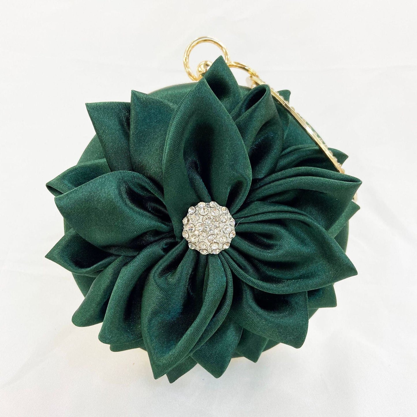 M / Green Fashion Flower Dinner Fashion Silk Round Dress Wedding Bridal Party Clutch Evening Bags