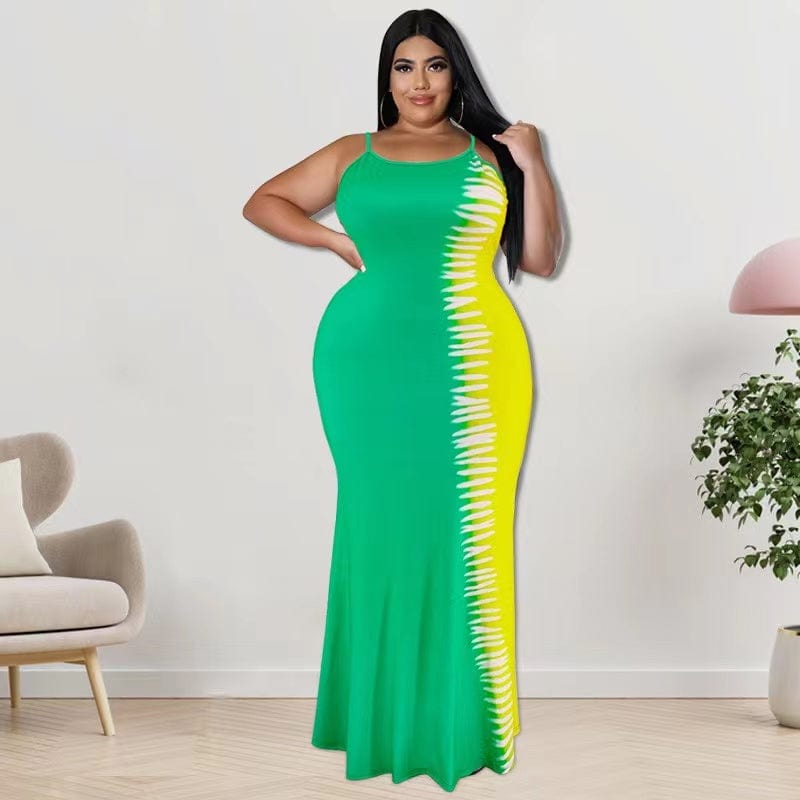 M / green J&H 2023 new arrivals elegance S-5XL two tone maxi dress women mermaid party gowns summer fashion plus size evening dresses