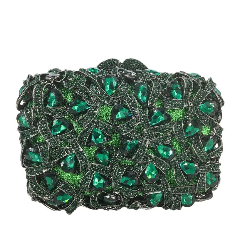 M / green Ladies Elegant Olive Evening Bags and Clutches for Women Formal Party Crystal Clutch Purse Wedding Party Handbag Purse