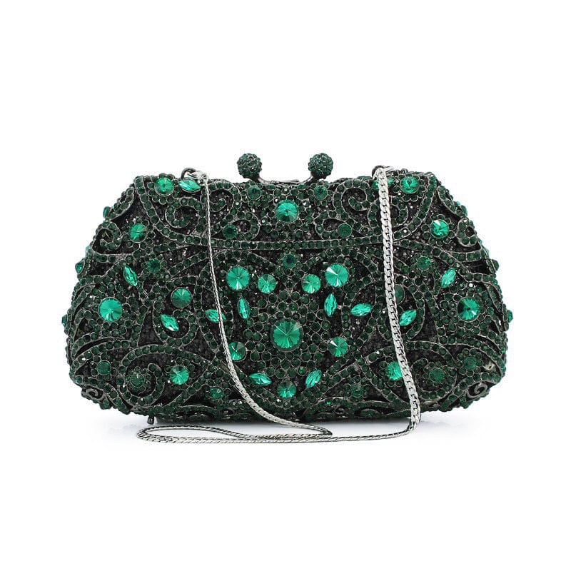M / green Luxury Trendy Women's Green Bling Crystal Evening Party Clutch Bags Dinner Dress Rhinestone Purse Female Prom Banquet Clutch