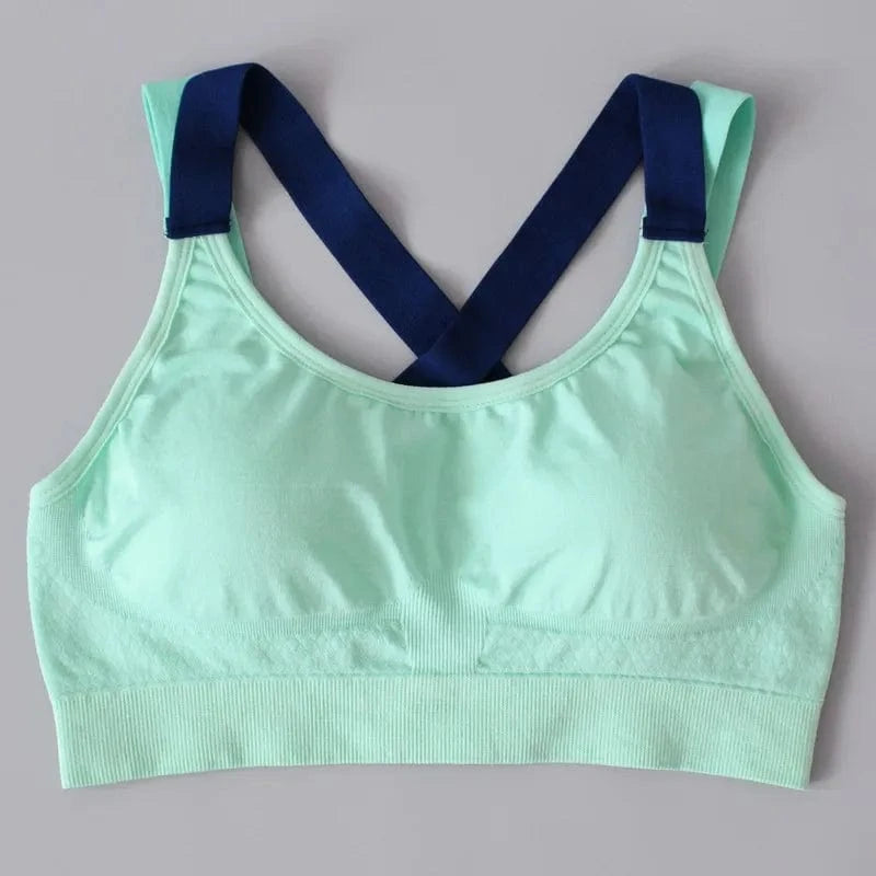 M / green Plus Size Beauty Back Wirefree Stretch Gym Workout Sujetador Deportivo Seamless Sports Bras Running Fitness Yoga Bra For Womens