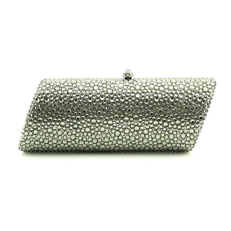 M / green Women Silver Crystal Rhinestones Evening Clutch Bag Bridal Wedding Party Dinner Wallets Prom Chain Shoulder Handbag Purse