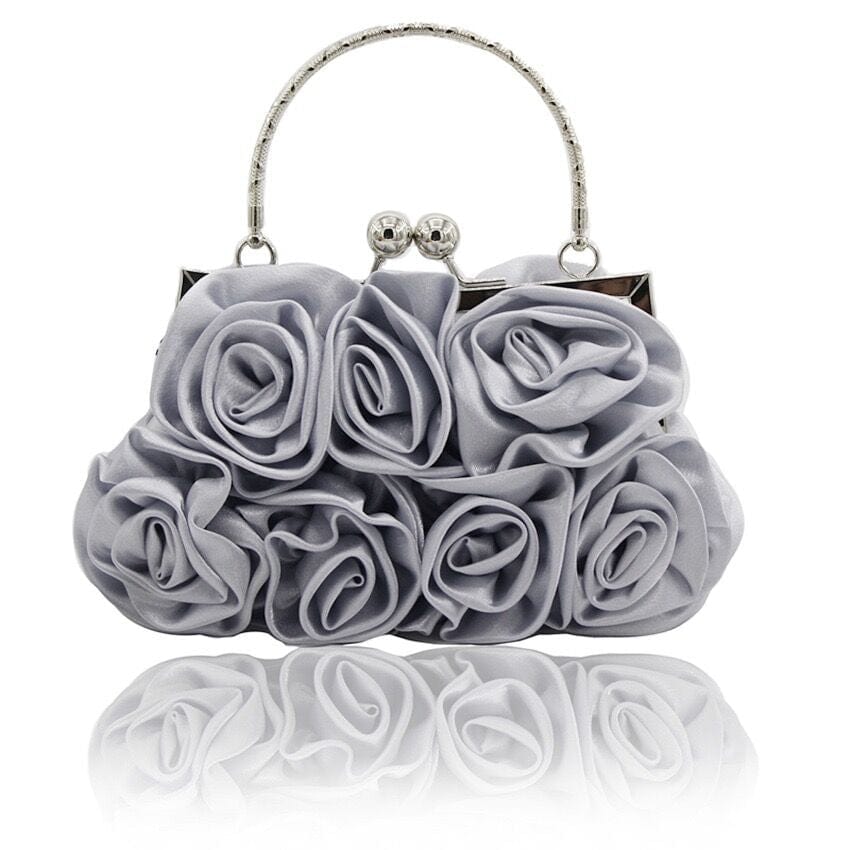 M / Grey Fashion Purse Flower Bridal Dress Handbag Evening Bags Party Women Hand bags Cute Wedding Clutch Bag
