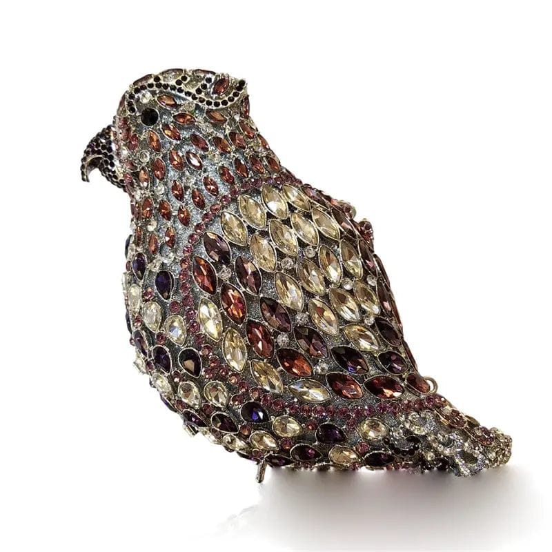 M / Grey High Quality  Handmade Crystal Rhinestone Bridal Clutches Evening Bag Party Diamond Animal Bird  Beaded Clutch Handbag