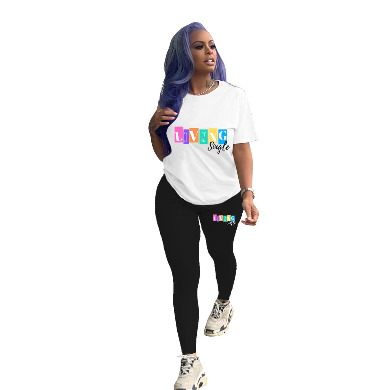 M / L287155-6 Custom Short Sleeve T Shirt Biker Shorts Set Workout Solid Color Women Summer Two Piece Outfits Set