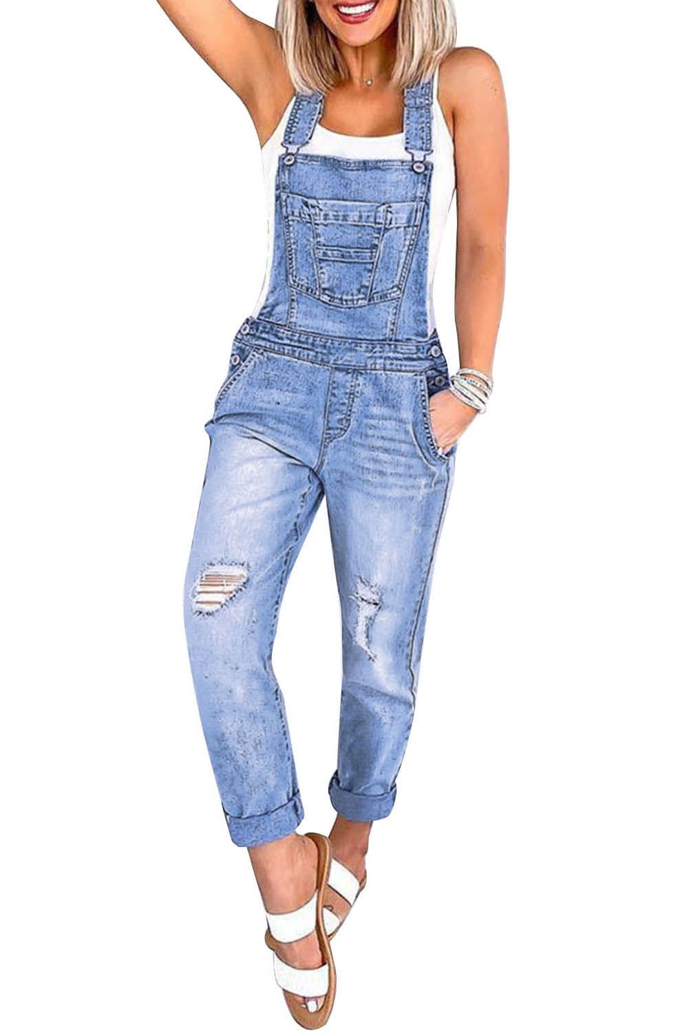 M / Light Blue Latest design plus size fall jumpsuits for women one piece jumpsuits