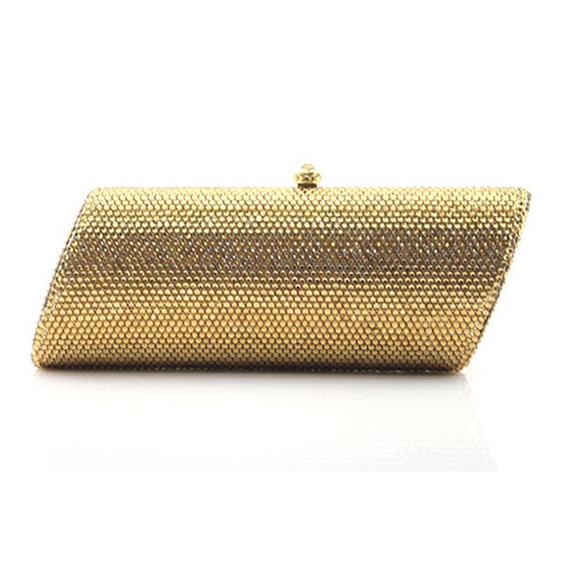 M / Light Gold Women Silver Crystal Rhinestones Evening Clutch Bag Bridal Wedding Party Dinner Wallets Prom Chain Shoulder Handbag Purse