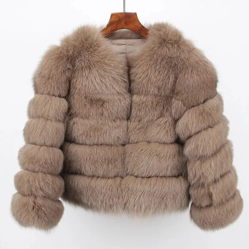 M / Light khaki (spot) Fur Coat Women's Clothing Real Fox Fur Fashionable Warm Fox Fur Integrated Women