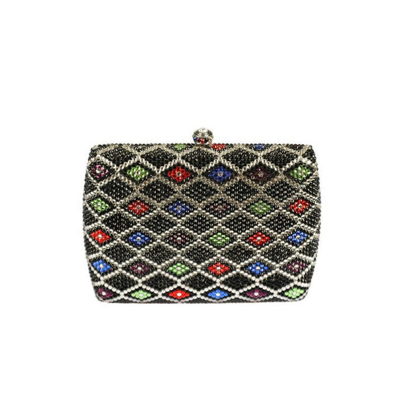 M / Multi 2 Ladies Crystal Party Clutch Purses for Woman Stone Beaded Handbags Wedding Flower Diamond Wedding Clutch Evening Bags