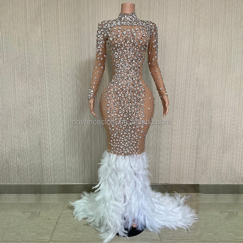 M / Nude Novance Best Product 2023 Shiny Diamonds Pink Maternity Dress Photoshoot Elegant Vestidos Elegantes Para Mujer Fiesta Lentejuela