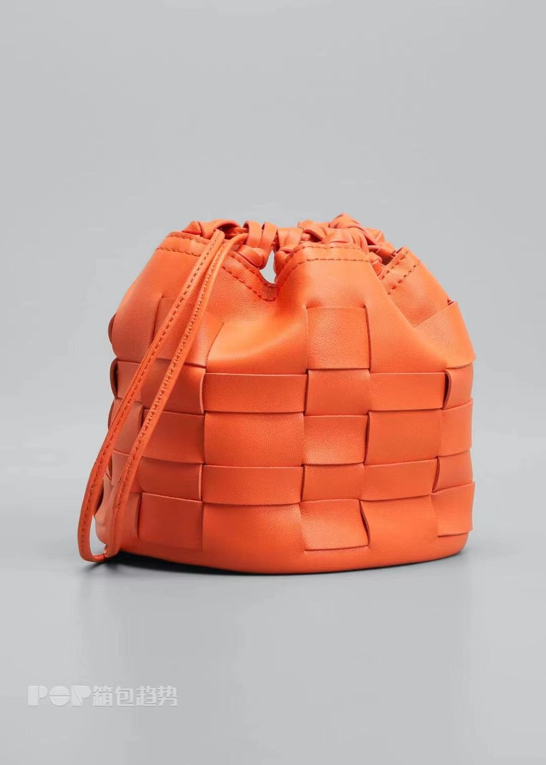 M / orange 2022 Spring Winter Genuine Leather Bucket Handbag Famous Luxury Purse Handbag For Women