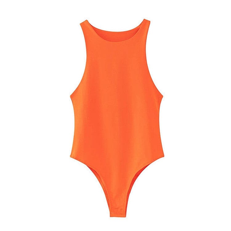 M / Orange Bodysuit Women Clothing Sexy Body Sleeveless Black White Top Summer Backless Bodysuits