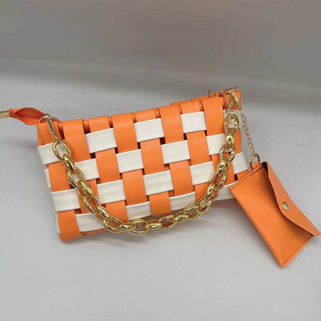 M / Orange Top Selling 2022 Bamboo Chain Hand Bags Women Handbags Ladies Shoulder Luxury Woven Purses Handbags