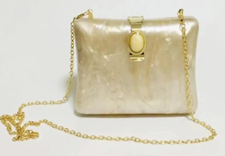 M / Pearl white Attractive Party Focus Acrylic Clutch Pearl handbag Beautiful Lady Party Evening Clutch Bag