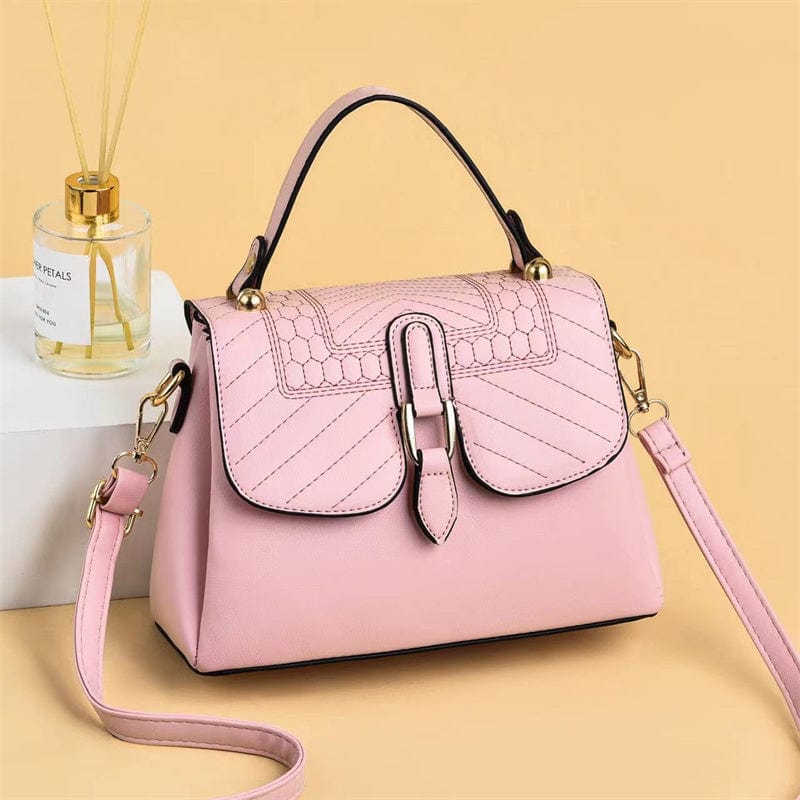 M / Pink 2022 new fashion embroidery thread sewing crossbody bag simple low-key luxury wholesale shoulder bag solid color design Handbags