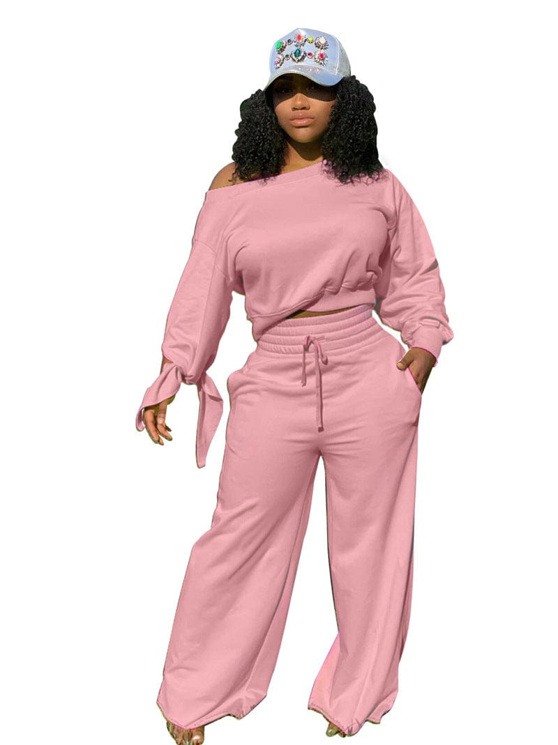 M / Pink Fashion Plus Size Clothes 2022 Winter Casual Women's Sweater Cotton Pants Set Tracksuits Two Piece Sets For Women