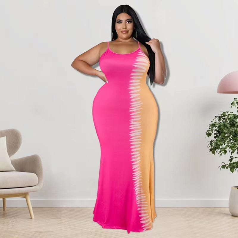 M / Pink J&H 2023 new arrivals elegance S-5XL two tone maxi dress women mermaid party gowns summer fashion plus size evening dresses