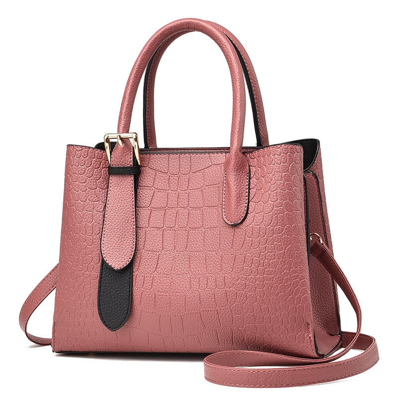 M / Pink New crocodile grain simple commuting large capacity women handbags versatile ladies shoulder bag cross body bag custom wholesale