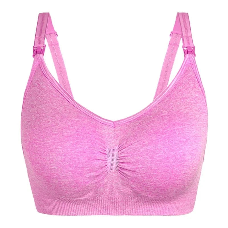 M / Pink Plus Size Seamless Nursing Bra Wire Free Pregnant Lactation Bra Postpartum Maternity Nursing Bra For Breastfeeding Womens