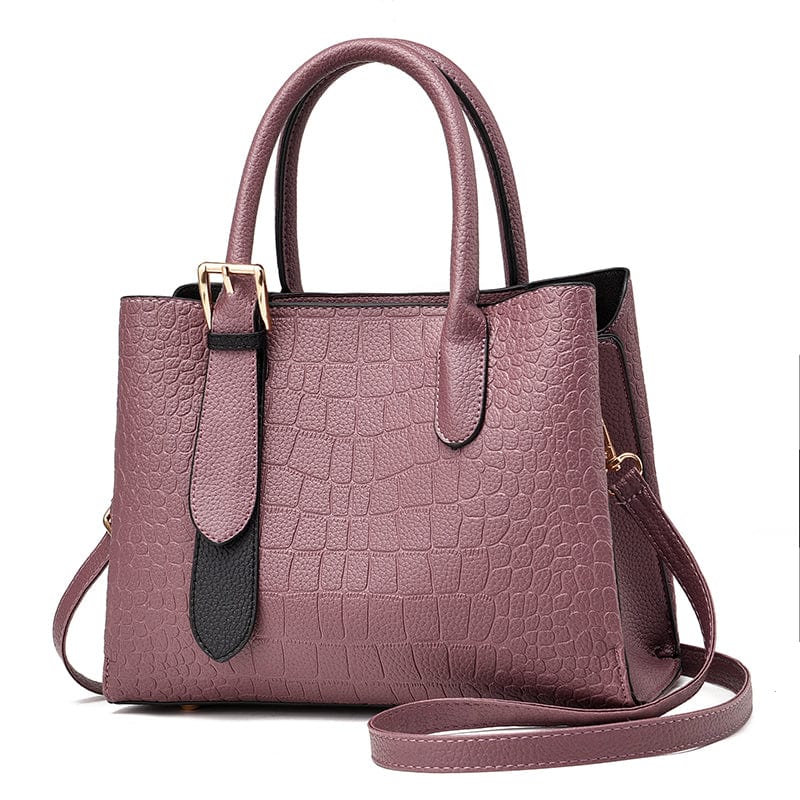 M / Purple New crocodile grain simple commuting large capacity women handbags versatile ladies shoulder bag cross body bag custom wholesale