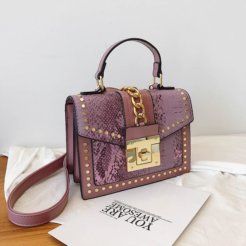 M / Purple snakeskin Luxury fashion designer alligator leather purses and handbags ladies hand bag womens shoulder for women
